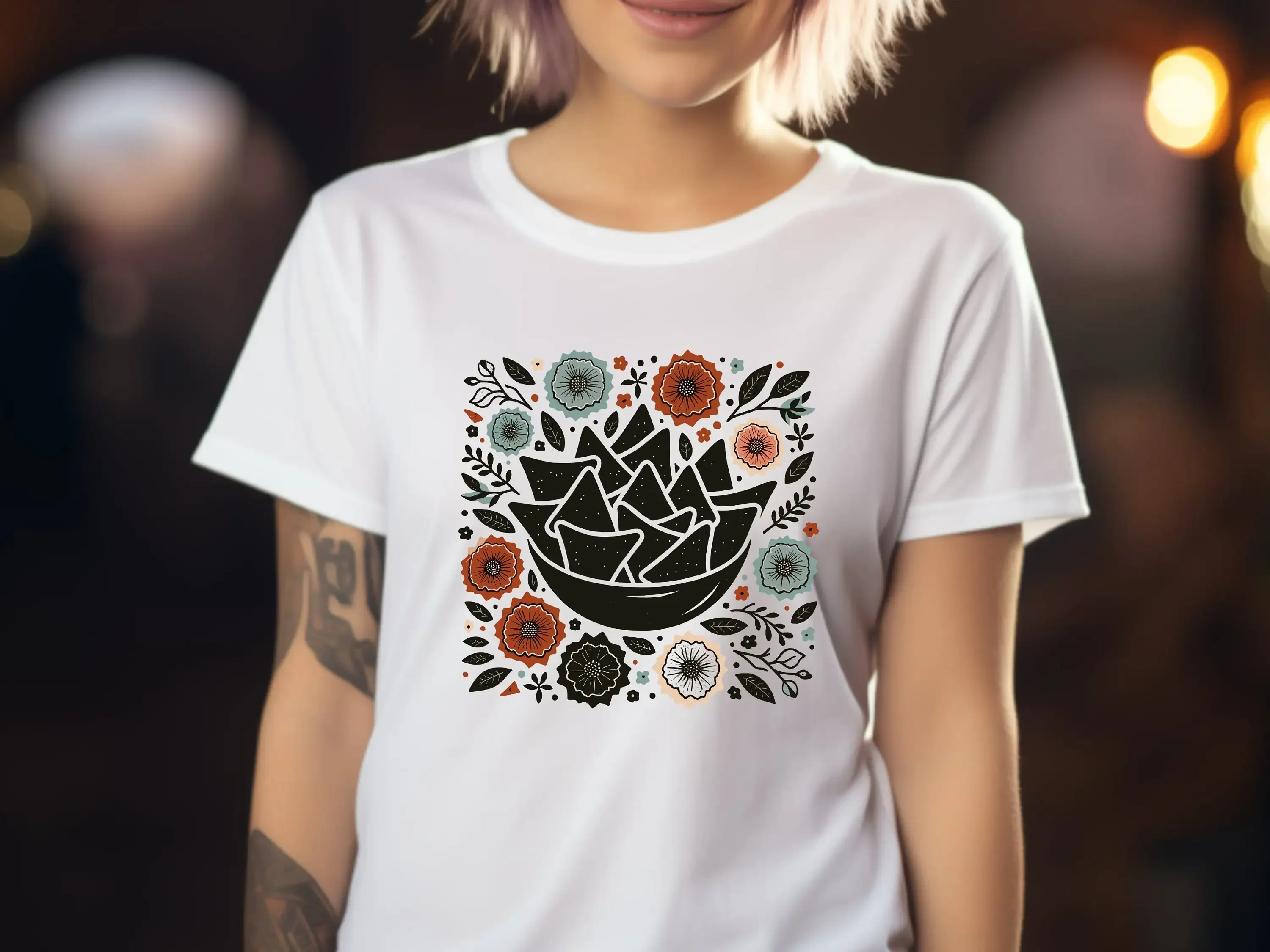 Nachos T Shirt Floral Flower Nacho Foodie Food Lover Snack