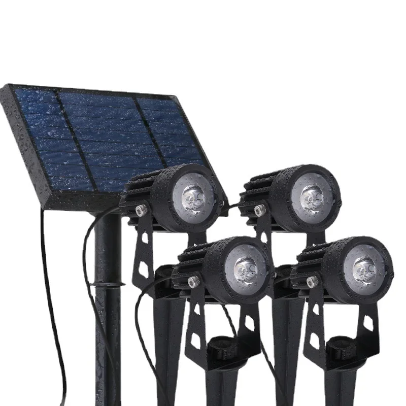 الإضاءة الشمسية في الهواء الطلق المناظر الطبيعية ساحة حديقة شجرة بشكل منفصل مصباح بالطاقة الأضواء 4 أضواء بيضاء دافئة لوحة طاقة شمسية