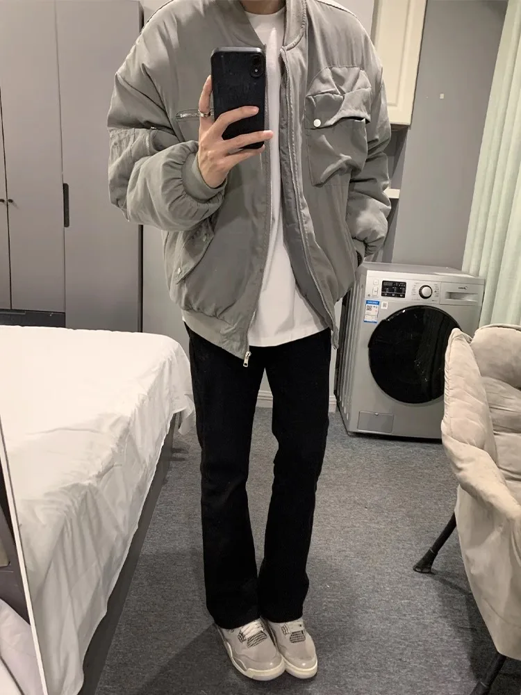 

American Sle Workwear Pilot Jaet Cotton Men's Autumn Winter Trendy High Street Haome Multi ket Design Cotton Coat