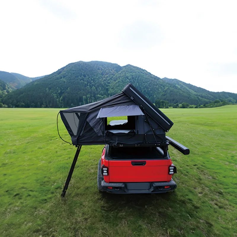 2024 Eco-friendly Materials Travel Aluminum Frame Car Roof Tent Clamshell Hard Shell Rooftop Tent for  3-4 Person