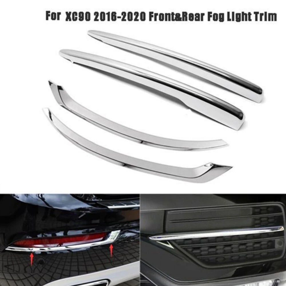 Front and rear bumper fog chrome decorative strips For Volvo XC90 2016-2020