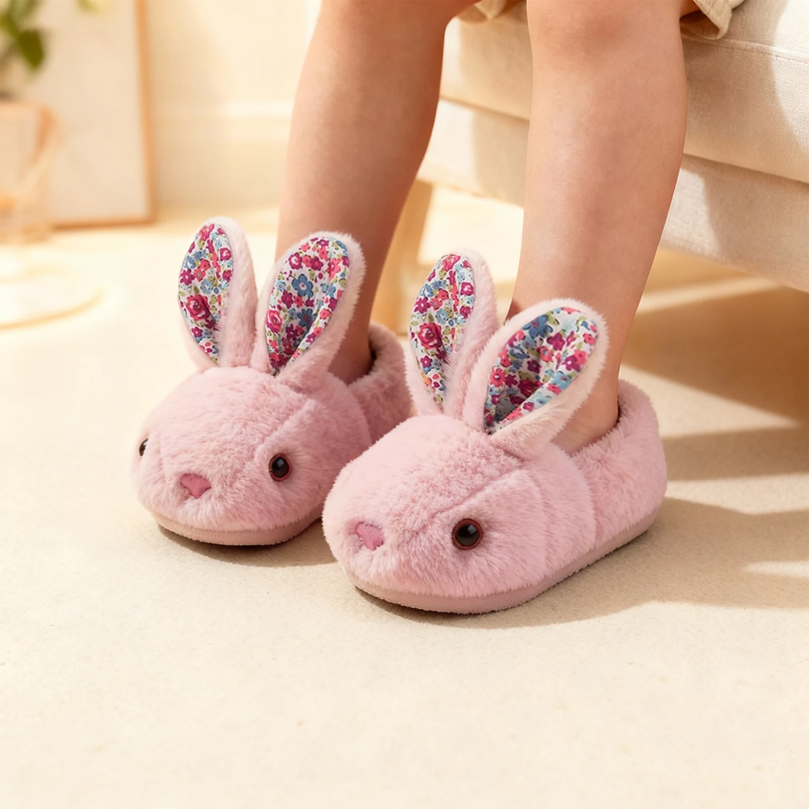 

Тапочки с кроликом для малышей, тапочки с милыми мультяшными животными и кроликами для маленьких детей, мягкие плюшевые домашние тапочки для девочек и мальчиков