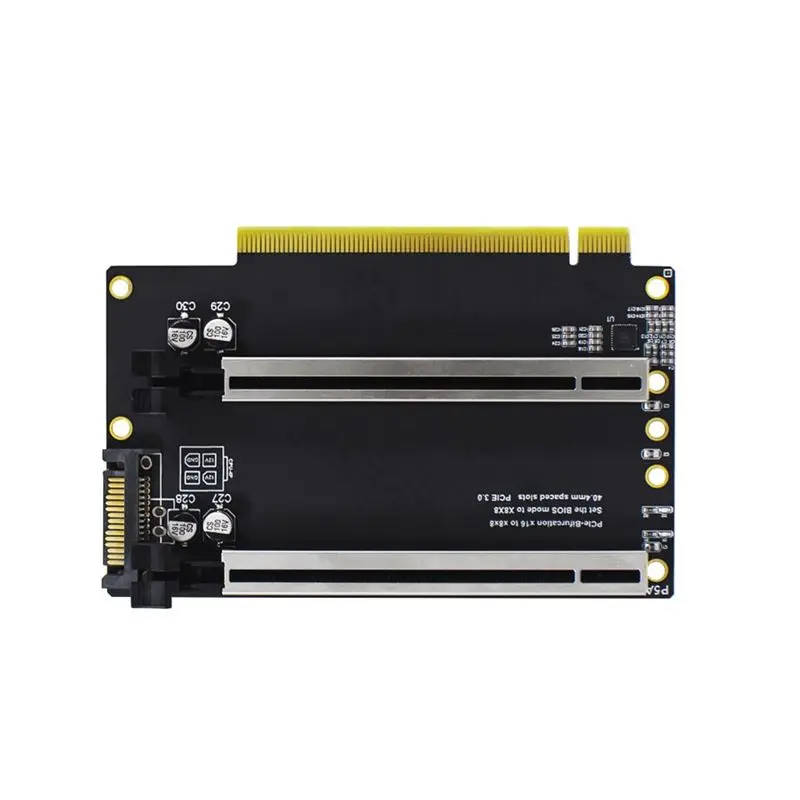 AED6-PCIE 3.0 X16 1 To 2 Expansion Card Gen3 Split Card Pcie X16 To X8X8 40.4Mm Spaced Slots SATA Pcie Heightened Version