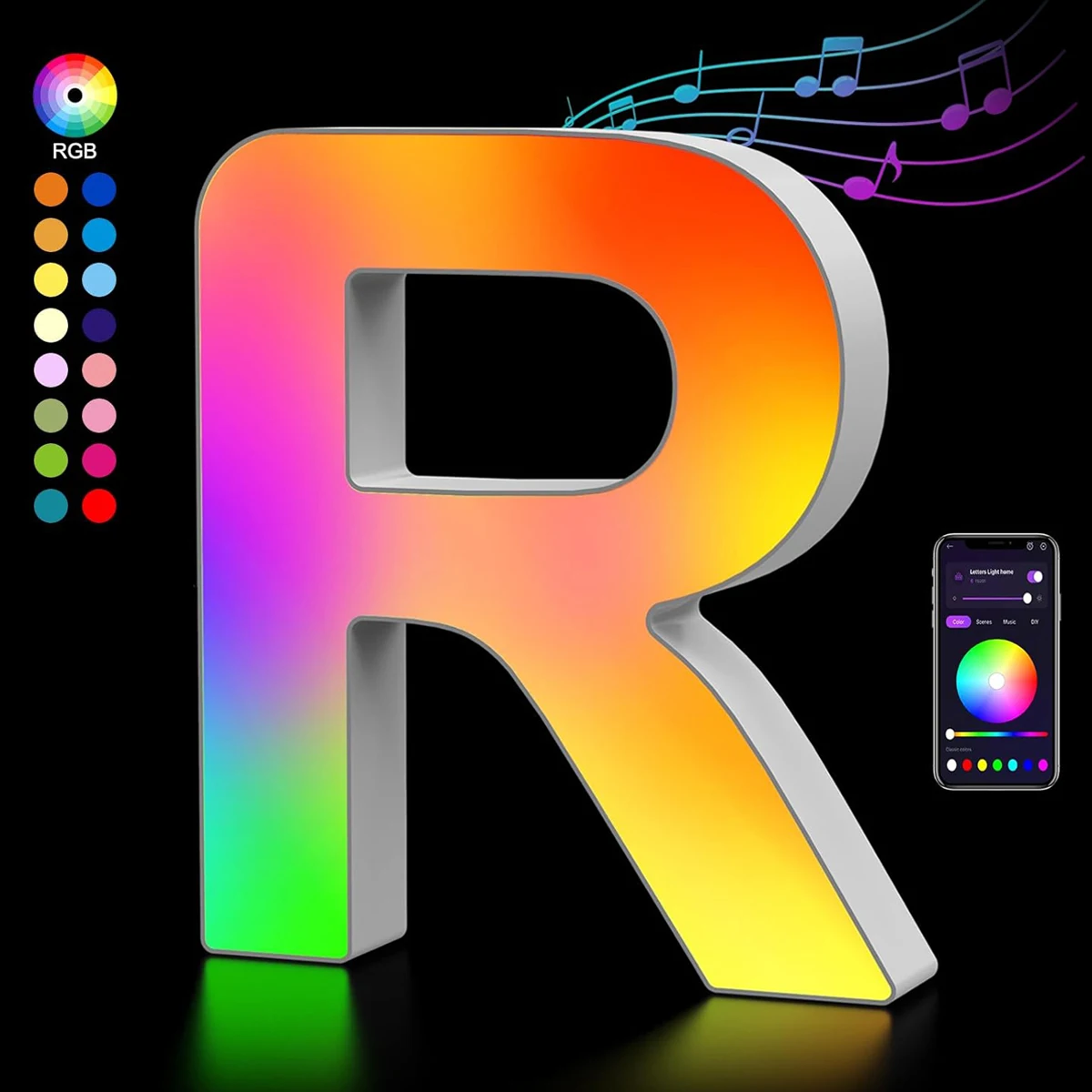 

Rainbow LED Letter Lights Smart APP 128+ Scenes DIY Mode Music Sync Alphabet led Lights Boys Girl Gifts Night Light Home Decor R