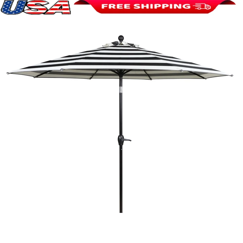

9ft Crank Lift Patio Umbrella with 3 Position Tilt Durable Steel Frame Fade Resistant Polyester Canopy Outdoor Use