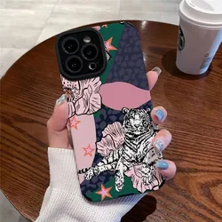 Funda de teléfono de tigre creativa para iPhone, carcasa trasera a prueba de golpes, estilo animal lindo, 16, 15, 14, 13 Pro Max, 11, 12 Pro, 7, 8 Plus, X, XS, Max, XR