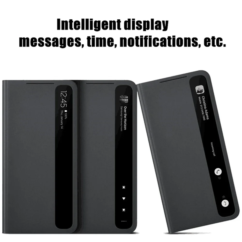 Flip Cover For Samsung Galaxy S21 S21 Plus S21+ S21 Ultra Real Smart Chip Flip-free Answer Calls Window View Clear Leather Case