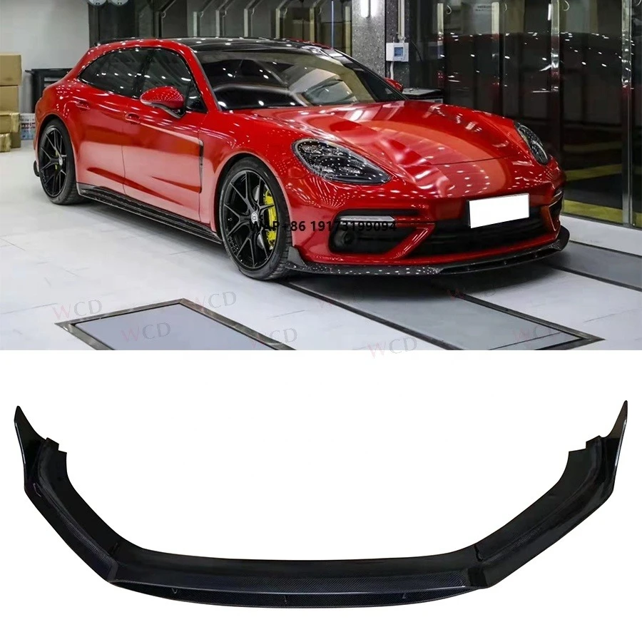 

High Quality 971 Carbon Fiber Front Lip Spoiler for-Porsche Panamera 971 2017+ Front Bumper Lip Splitter Body Kits