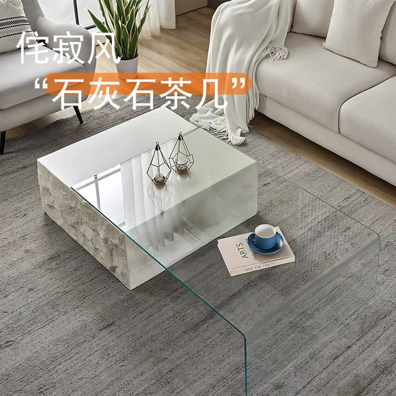 طاولة قهوة إيطالية بسيطة من حجر الجيري ذات إحساس عالٍ #3