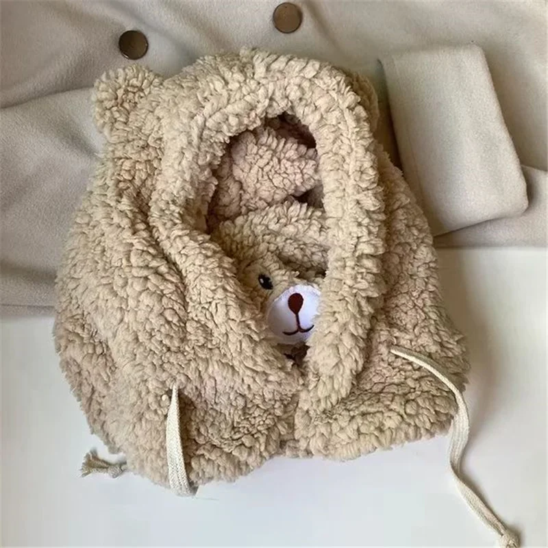 الكرتون الدب الأذن لامب قبعة صغيرة مع قناع دافئ بالاكلافا الشتاء سميكة سدادات حماية الأذن الخريف Skullies Beanies للنساء فتاة #5