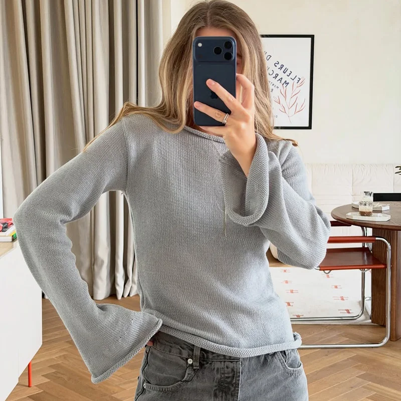 

Talenza Women Spring Pullover Fashion Solid Lace-Up Backless Pullover New Casual Office Lady Loose Female Pullover Woman Clothes