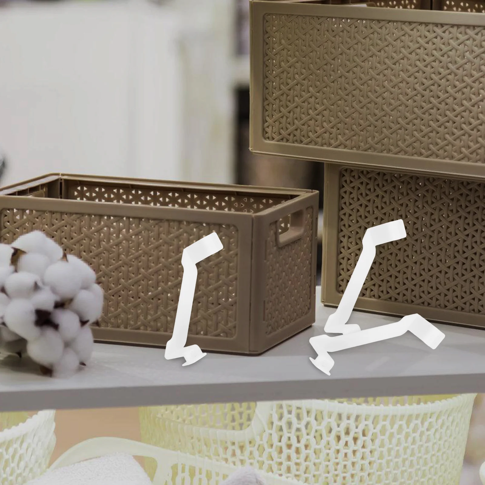 

4Pcs Storage Box Stacking Aid Support Plastic Bin Clips for Organizing Storage Containers Efficient Stackable Organizer for Home