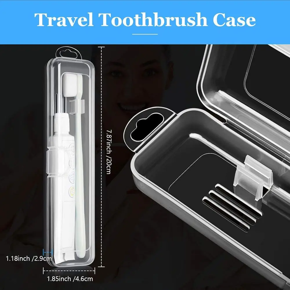 Compact Clear Travel Toothbrush and Toothpaste Holder - Portable Plastic Storage Case for Traveling