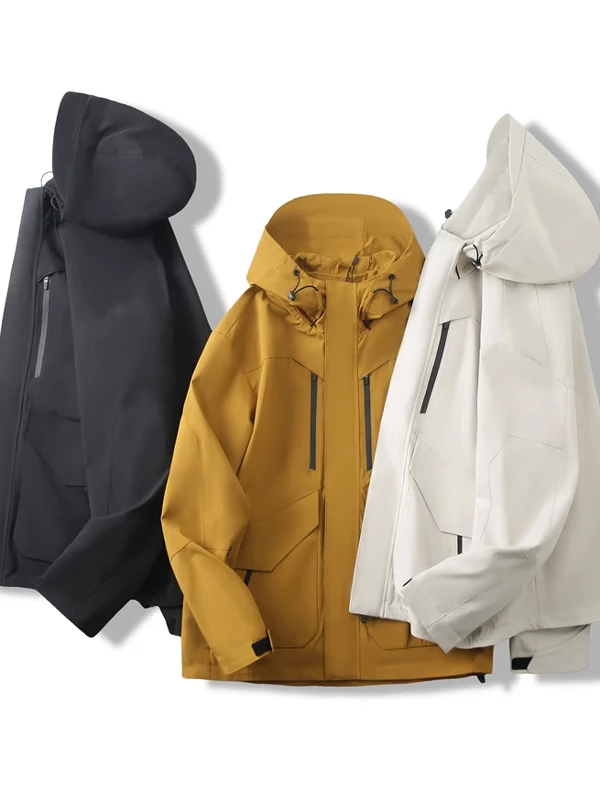 

Outdoor Men's Casual Waterproof Windproof Spring Jaet Hooded Climbing Clothing Faionable Urban Sle Stand Fit Jaet