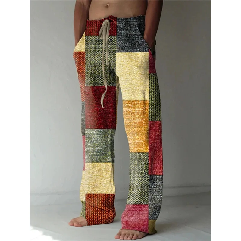 

2025 Men's Trousers Summer Pants Beach Pants Drawstring Elastic Waist 3D Print Color Block Geometric Graphic Prints Casual Pants
