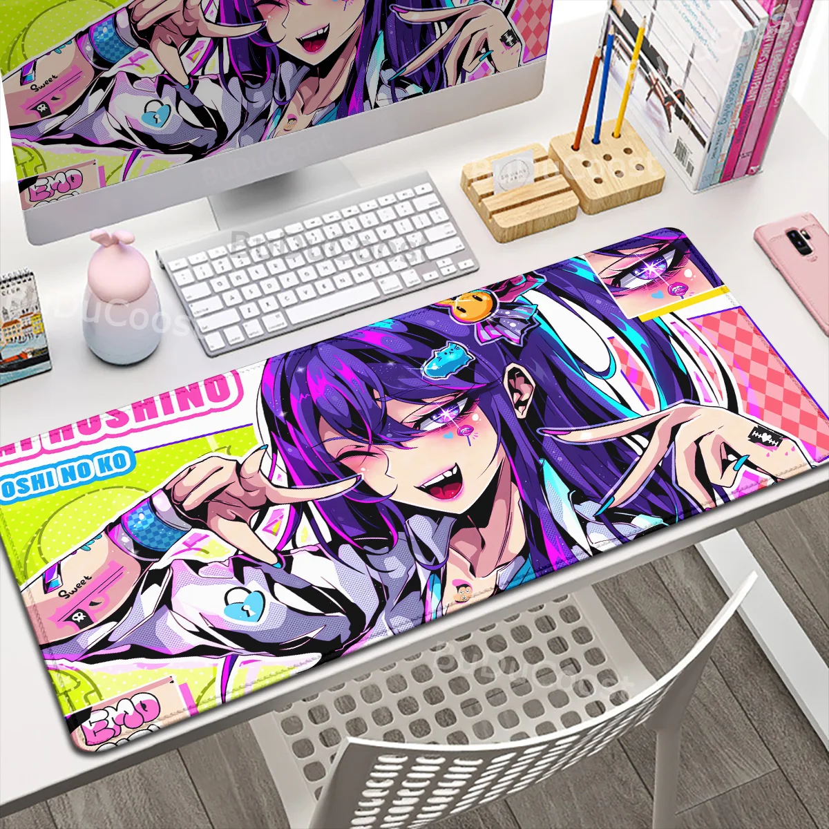 

Kawaii Anime Girl Mousepad Oshi No Ko Large Size Table Pad Xxl Lock Edge Keyboard Gaming Accessories Computer Non-slip Mouse Pad