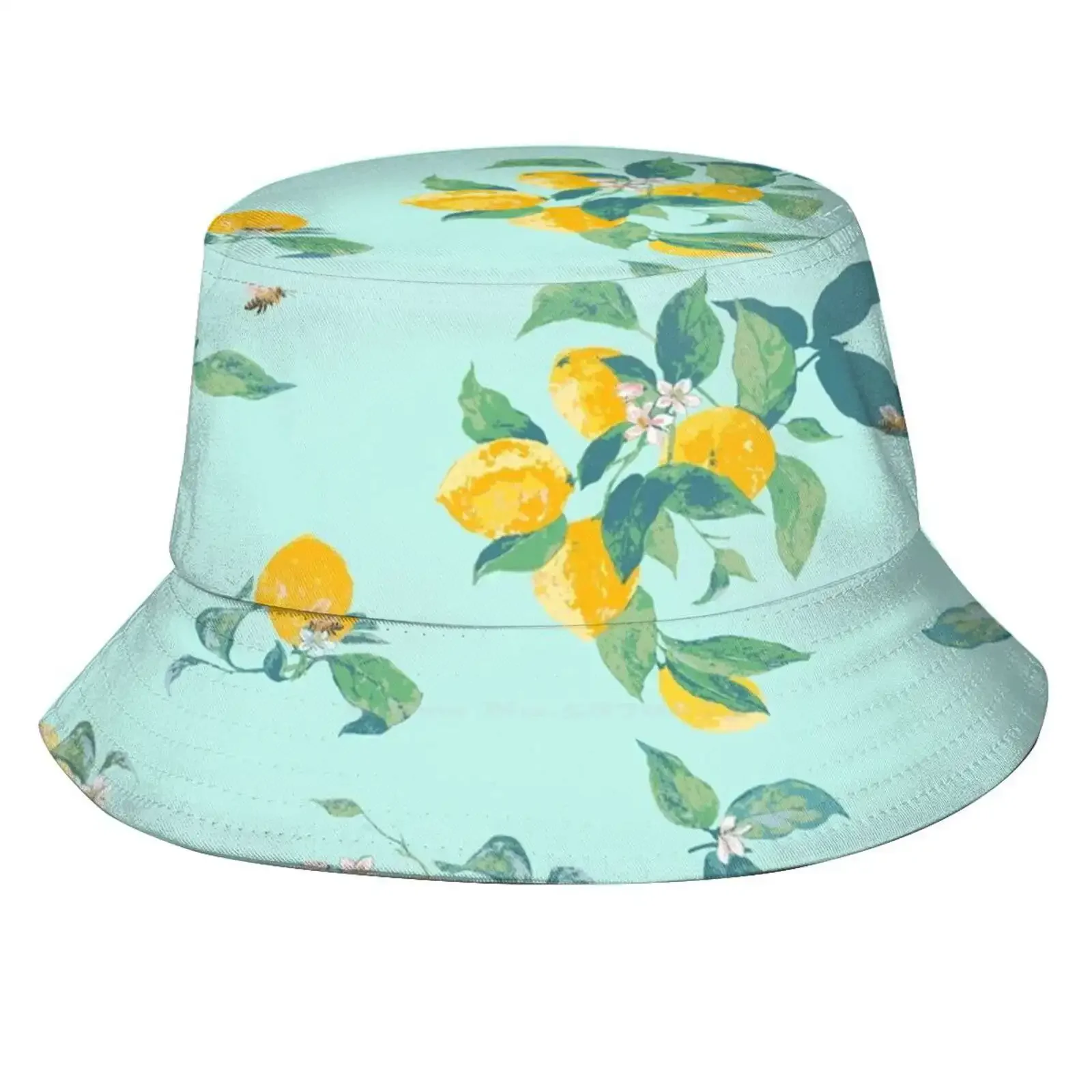 Lemons On Aqua Unisex Fashion Women Men Breathable Bucket Hats Capri Sorrento Amalfi Positano Italy Summer Vacation Coast