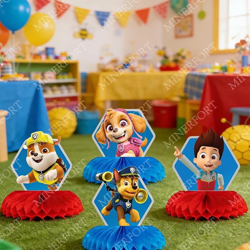 Paw Patrol Themed Honeycomb New Paper Cartoon Dog Chase Desktop Decoration Double Side Kids Supplies Gifts for Birthday Party - view 2