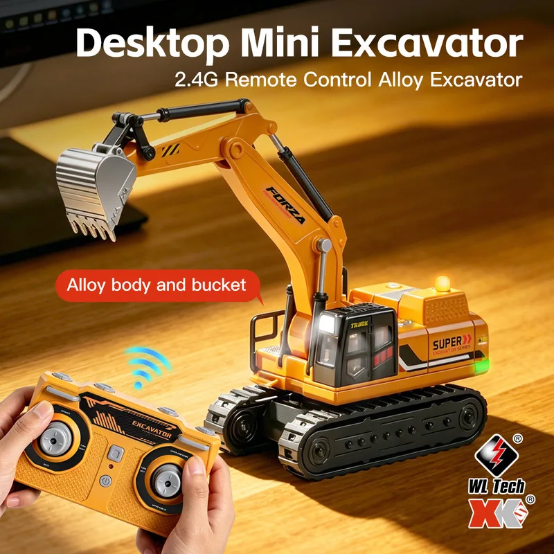 Weili 6402 desktop 1: 64 excavator 340-degree rotary table alloy simulation model sound lighting RC toy