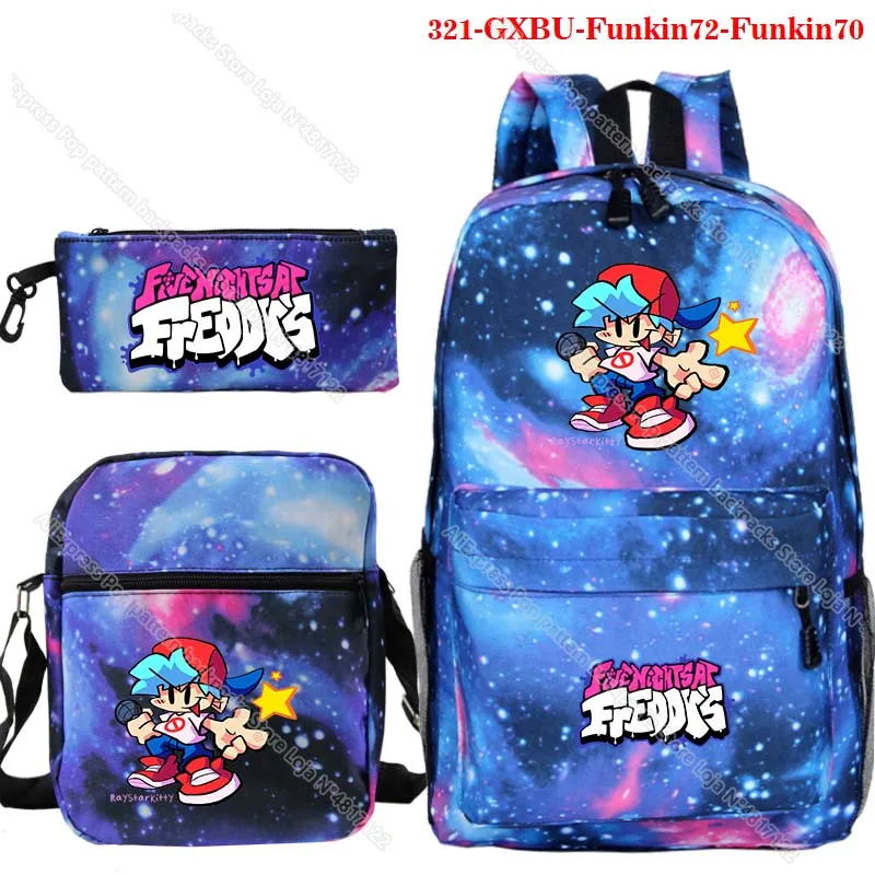 Friday Night Funkin Backpack 3 Pcs/set for Students Boys Girls Anime Schoolbags Pencil Case Crossbody Bags s Cartoon Knapsack