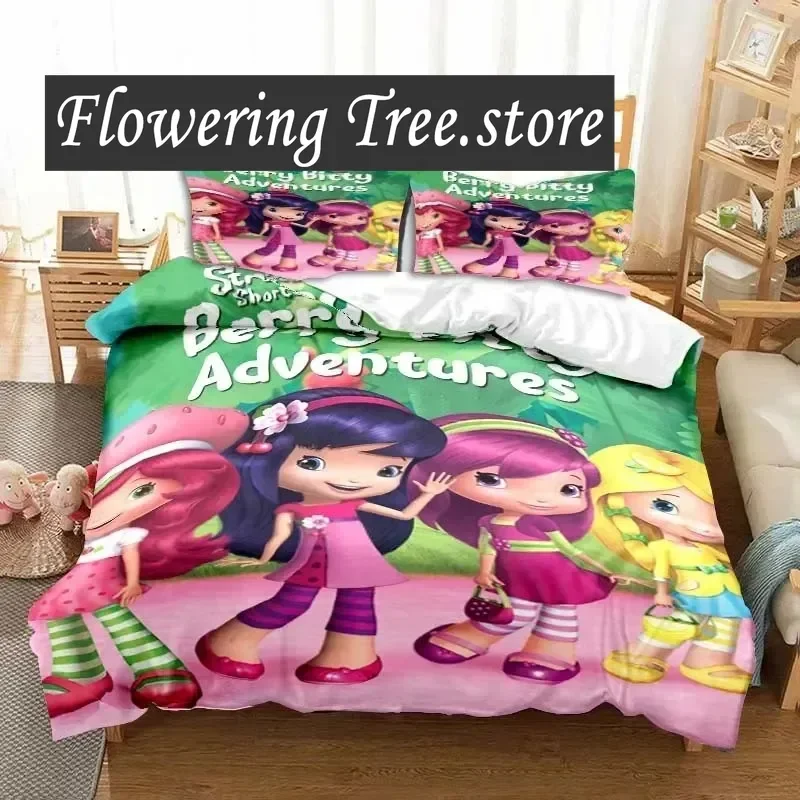 

S-Strawberry Shortcake Sheets Quilt Covers Bedding Dormitory Sheets Bedding Set Soft Warm Bedding Set