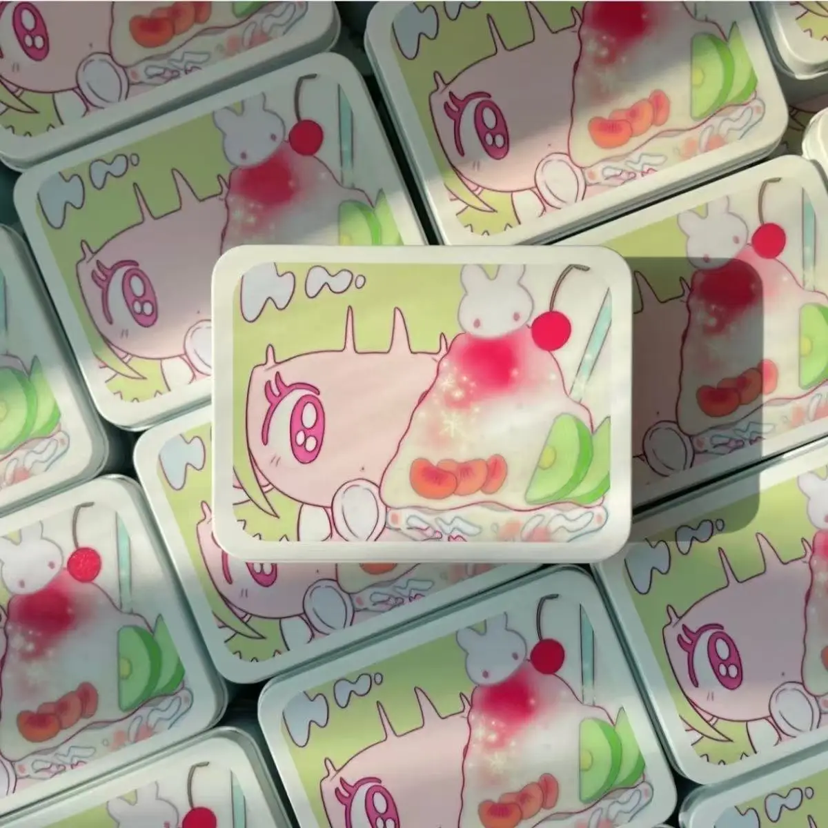 Ins Cute Simple Iron Box Three-inch Photo Small Card Sealing Sticker Storage Box Bunny Girl Daily Japanese Unattributed Iron Box