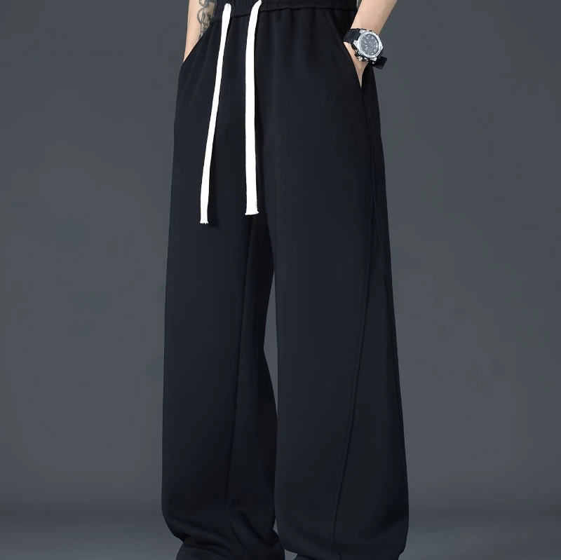 

Мужские широкие брюки, новые повседневные брюки, мужские весенние и осенние стили, повседневные брюки из плотного хлопка