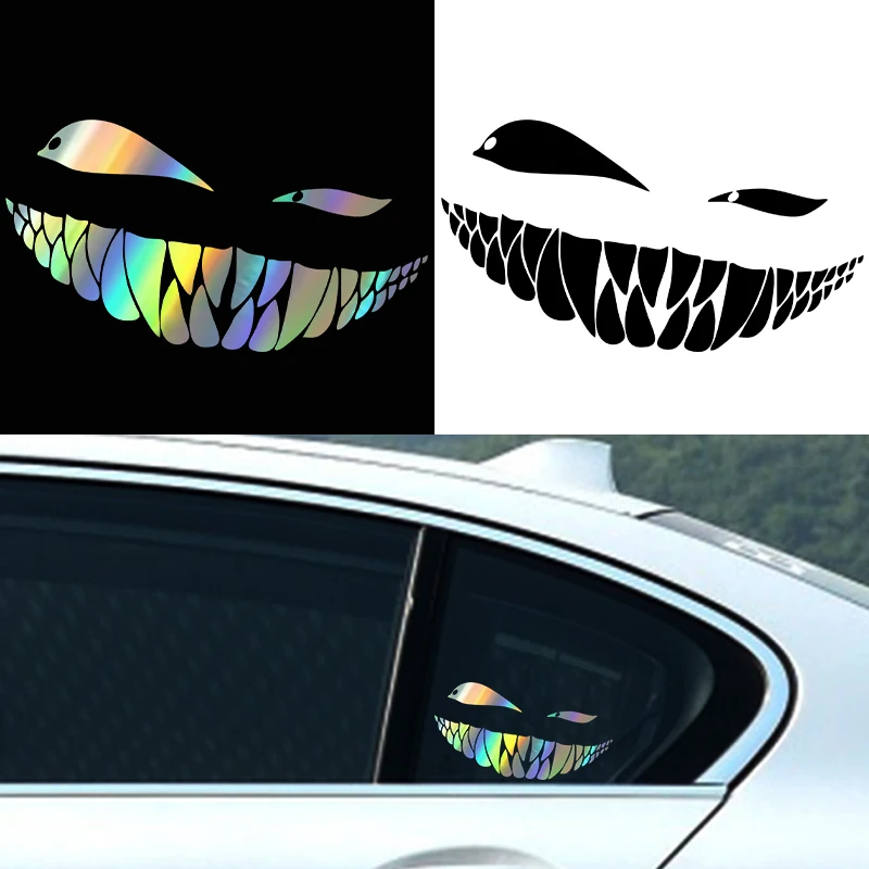 Demon Smiling Face Car Stickers RearWindshield Car Sticker Funny Auto BodvStyling Decoration Window Sticker VinyWaterproof