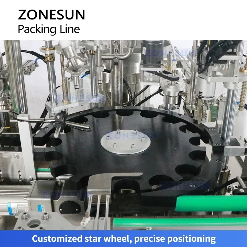 Zonesun التلقائي ملء السد وآلة وضع العلامات خط تعبئة شراب مع زجاجة Unscrambler تراكم ZS-FAL180F4