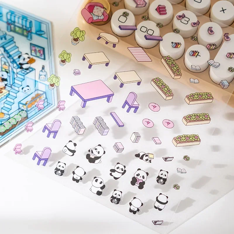 3D Landscape Stickers Coffee Dessert House Series Creative Miniature Scene Visual Stacking Stickers DIY Collage Stickers Relief