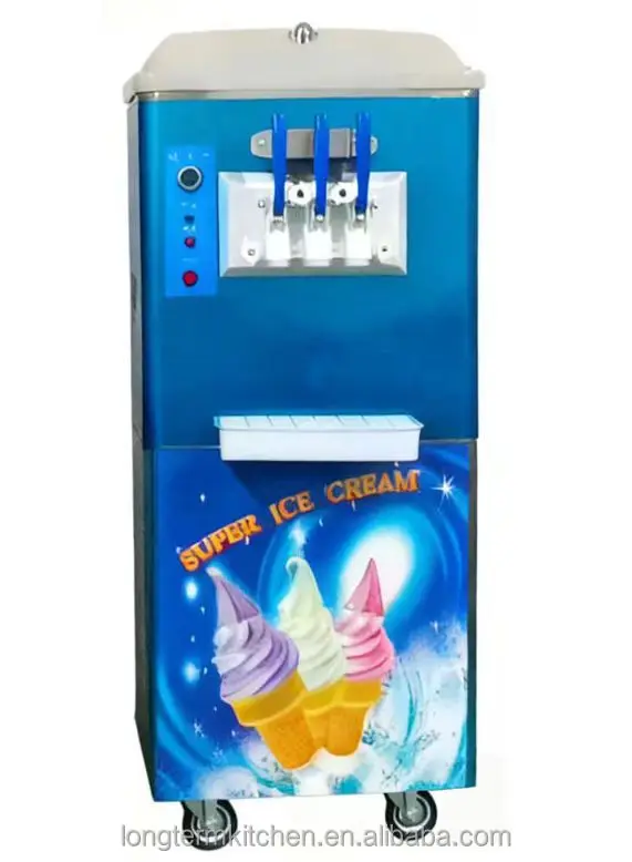 3 Flavor Commercial Soft Ice Cream Making Frozen Yogurt Soft Serve Ice Cream Machine with Rainbow Syrup System