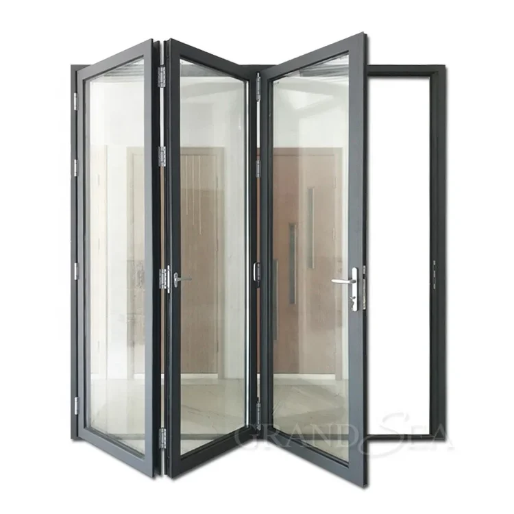 European CE thermal break exterior double glazing Low E glass aluminum bi folding doors price