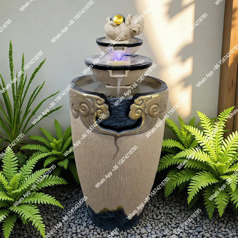 New Chinese-style courtyard flowing water ornament circulating water Zen water feature landing lucky fountain landscape