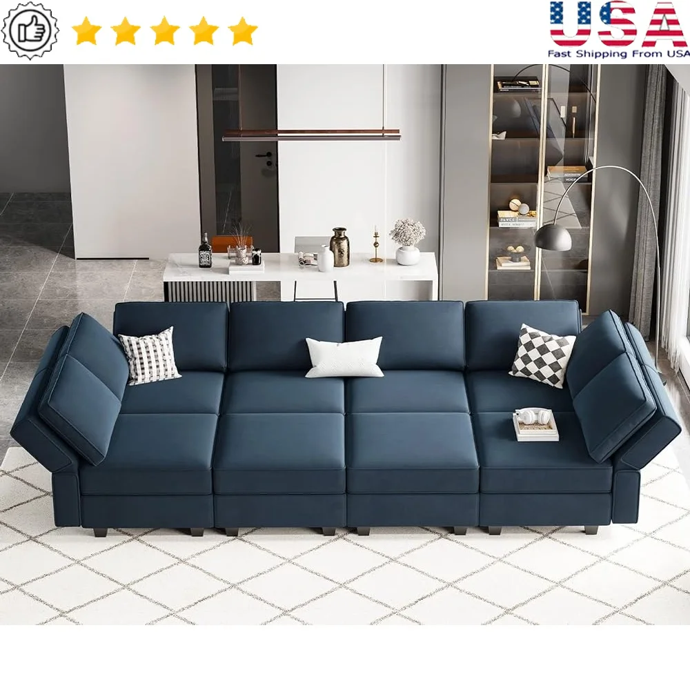 

Modular Sectional Sofa Sleeper with Storage Adjustable Armrest Comfortable Multifunctional Couch Pet Friendly Easy Assembly