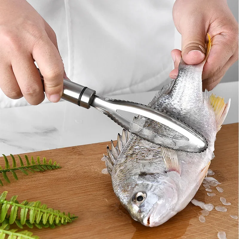 Kitchen Fish Scales Scraping Stainless Steel Fish Scales Scraper Fast Remove Fish Skin Brush Fish Bone Tweezers Kitchen Gadgets