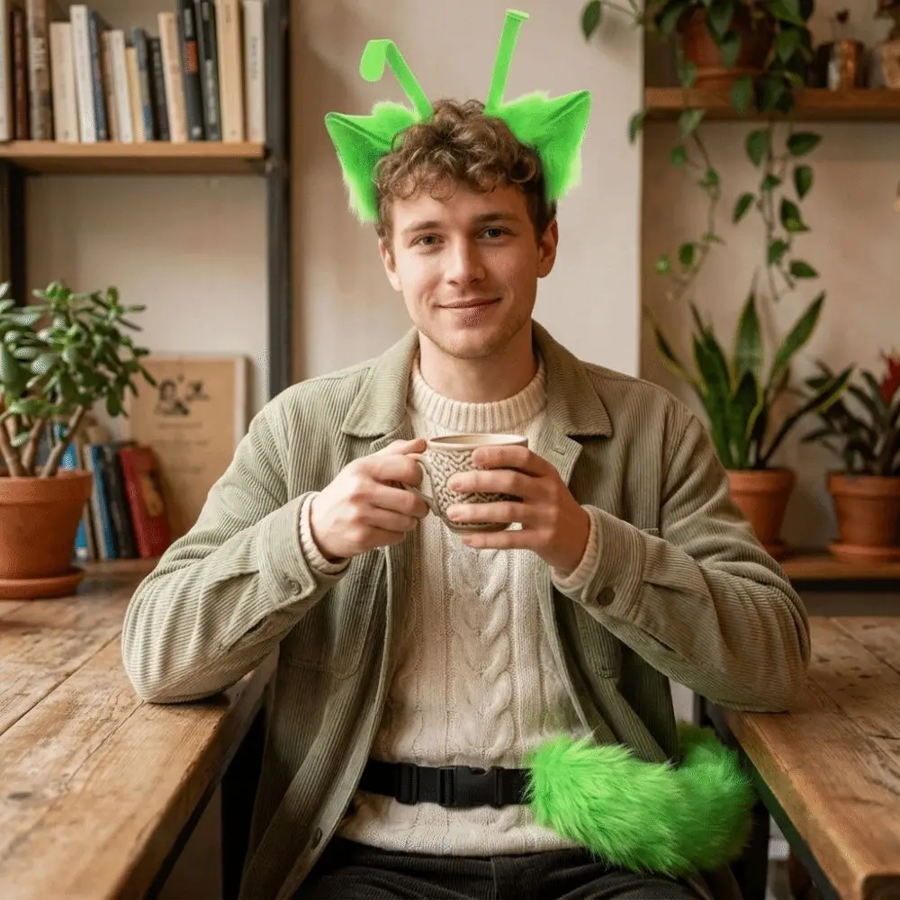1 Pcs/set Handmade Kitten Ear Hair Hoop Headdress Pointed Ear Animal Ear Animal Tail Suit Soft Lolita Cosplay Tail Anime