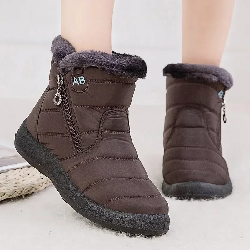 Botas femininas quentes botas de inverno tornozelo pele bota feminina sapatos de inverno para mulheres botas de neve à prova dwaterproof água feminino curto botines