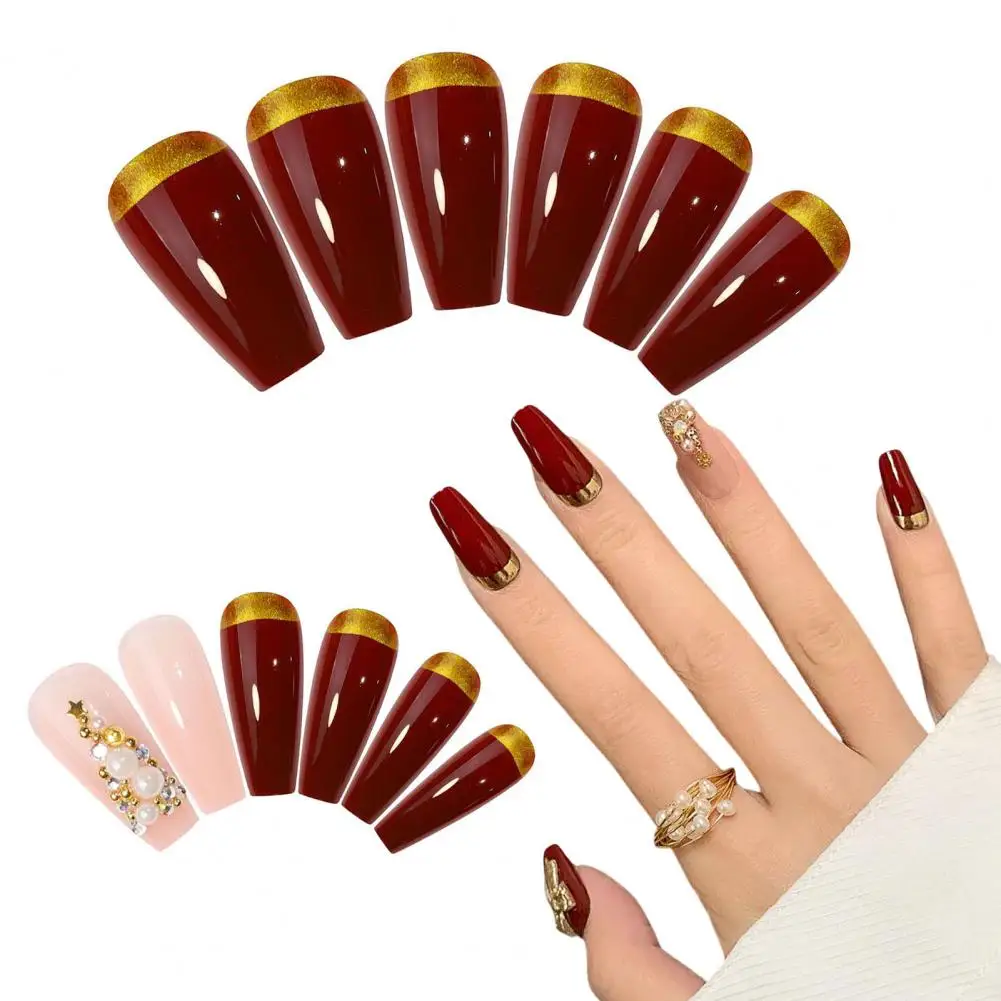 1 Set Fake Nails  Stunning Visual Effect   Faux Nails Fashion Full Cover Nail Tips Manicure Designs