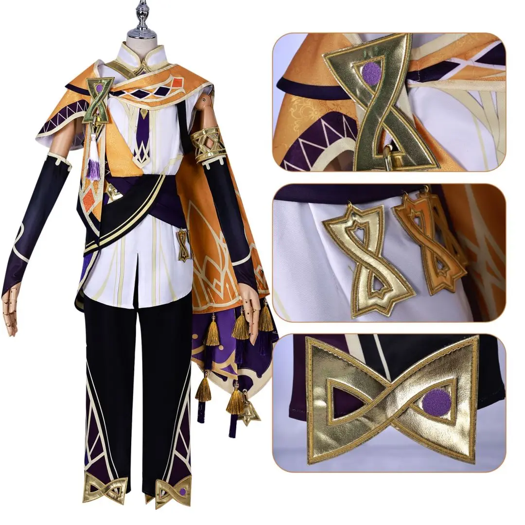 In Stock XS-3XL Sethos Cosplay Genshin Costume Wig Anime Game Halloween Party Outfits for Men Women