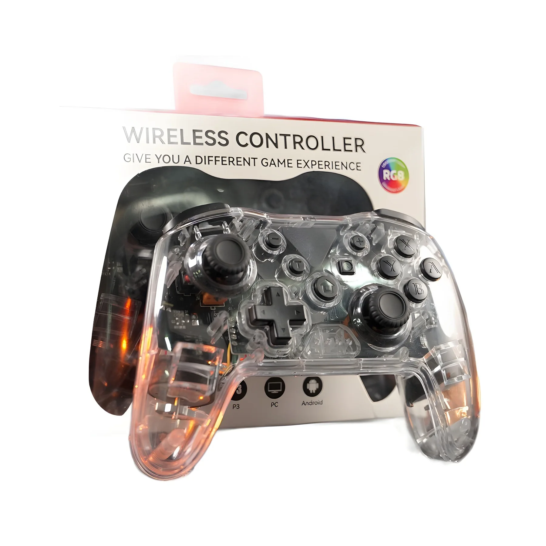 Transparent Wireless Game Controller Gamepad Bluetooth 2.4Ghz Suit for PC Win 7/8/10 Andorid iPhone Switch PS3/4 Game Xmas Gift