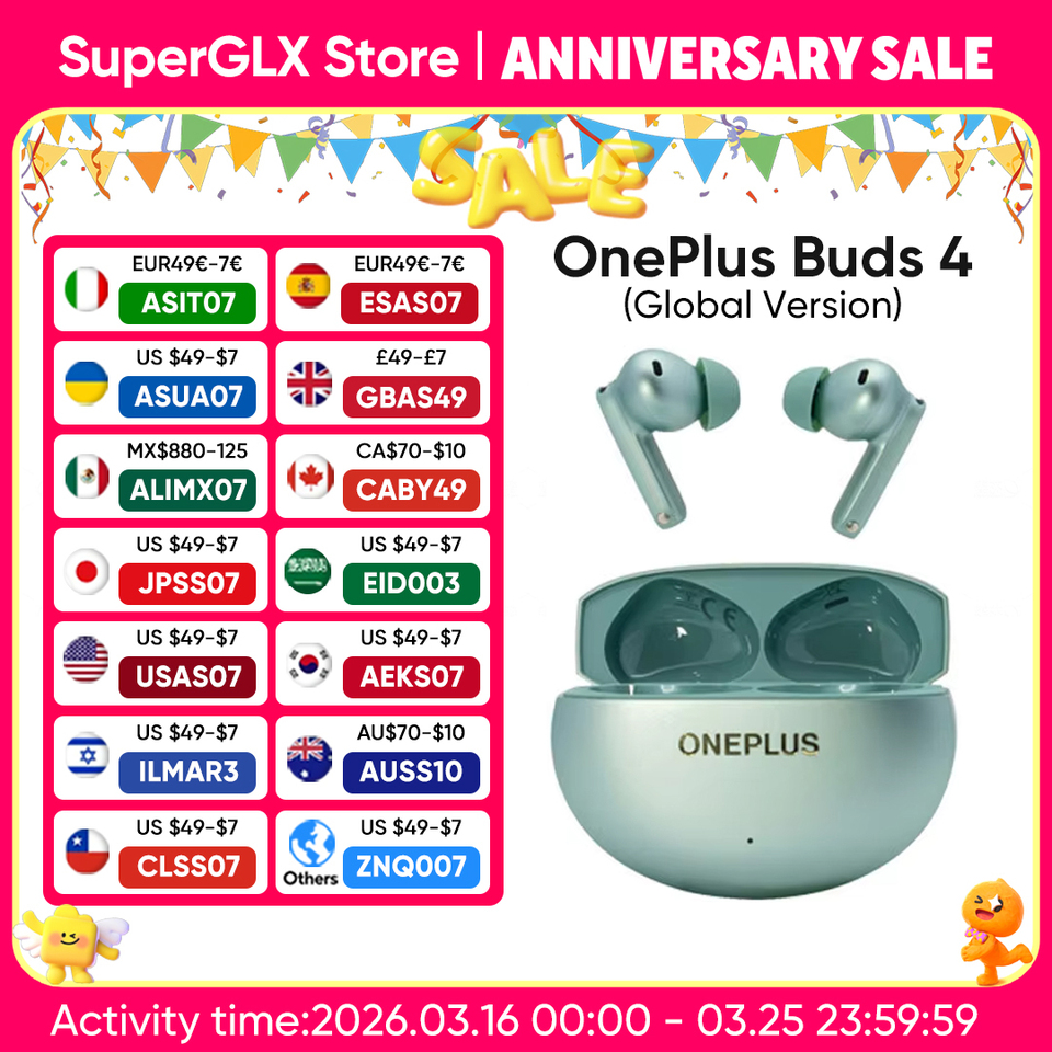  Global Version OnePlus Buds 4 True Wireless AI Call Noise cancelling Earphones 55dB Long Range IP55 Waterproof Portable Earbuds 