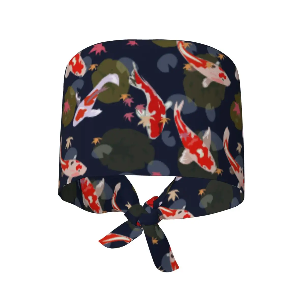 Work Scrubs Hat Koi Fish Swimming Nurse Hat For Unisex Women Tie Back Working Cap Soft Elastic Custom DIY Medical Cap