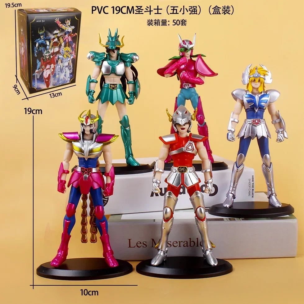 19cm Saint Seiya Anime Figure Action Model 5pcs Pvc Pegasus Fairy Scorpio Lion Aries Desktop Decorations Doll Toy Gifts