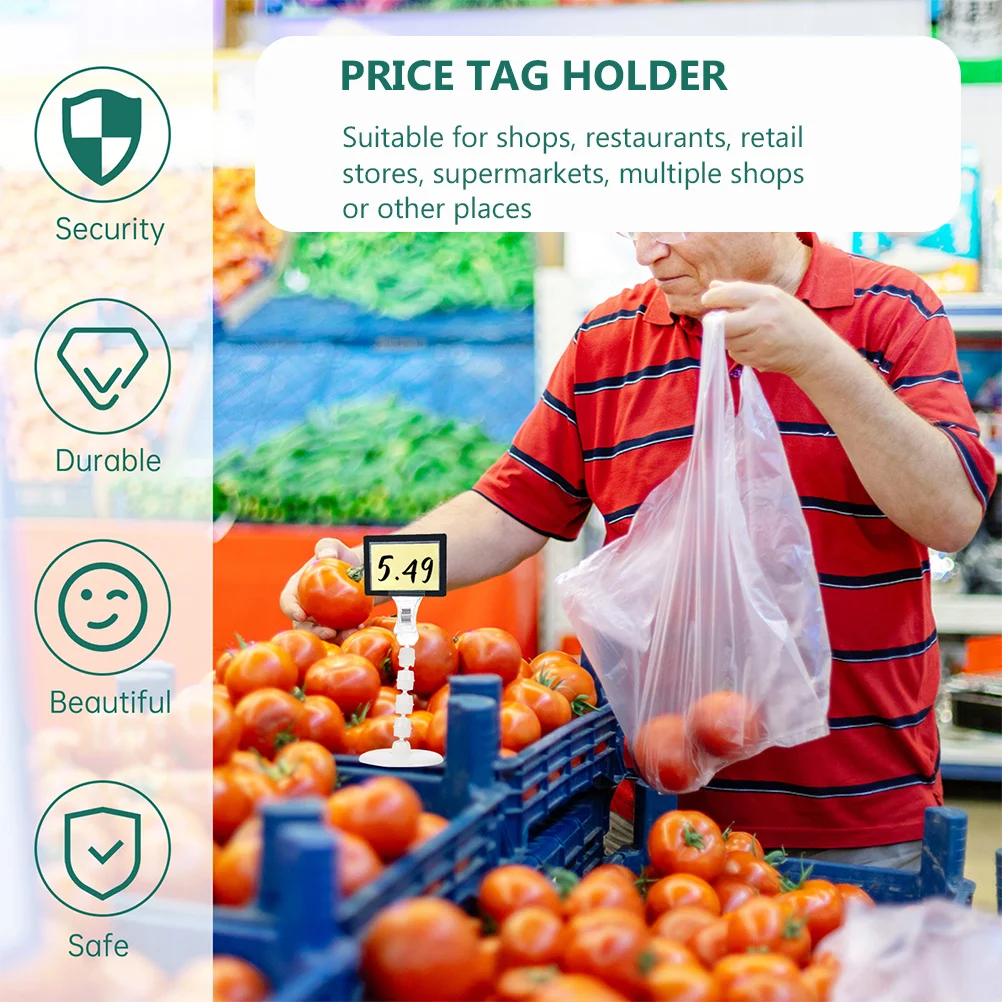 3 قطعة حامل الملصقات كليب البلاستيك قوي قطب شارة السعر عرض موقف سطح المكتب التسمية الرف للإعلان علامة القائمة سوبر ماركت