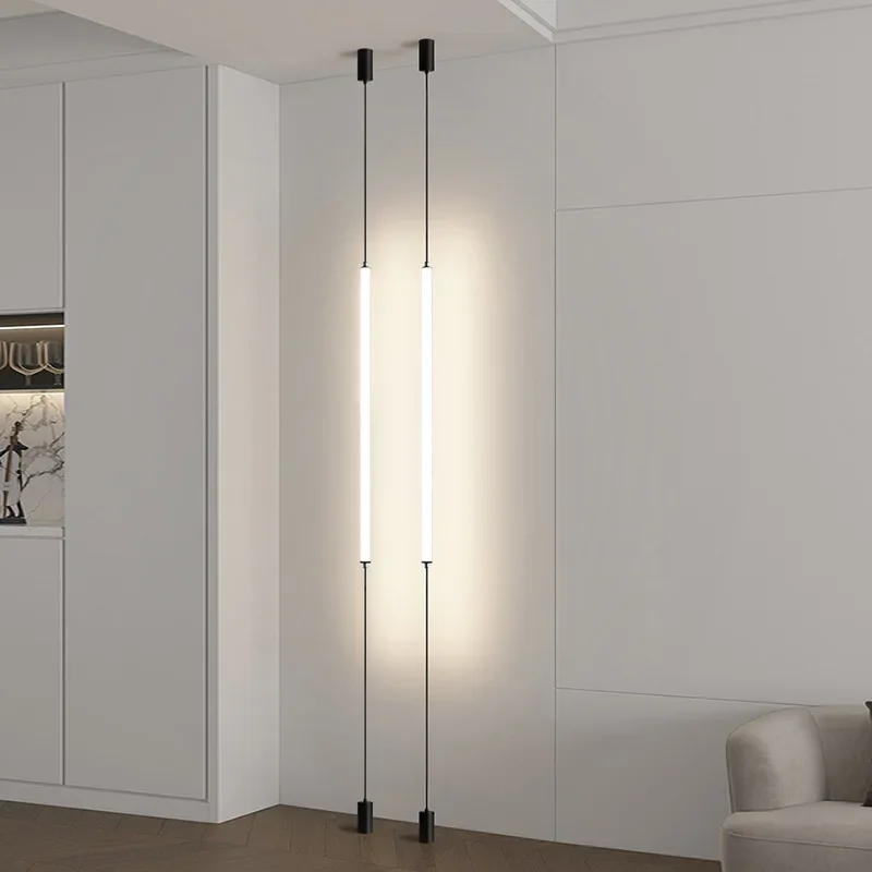 Hanging floor lamp Italy Design Black Long linear pendant light Bedroom Bedside Lamps Modern Hotel
