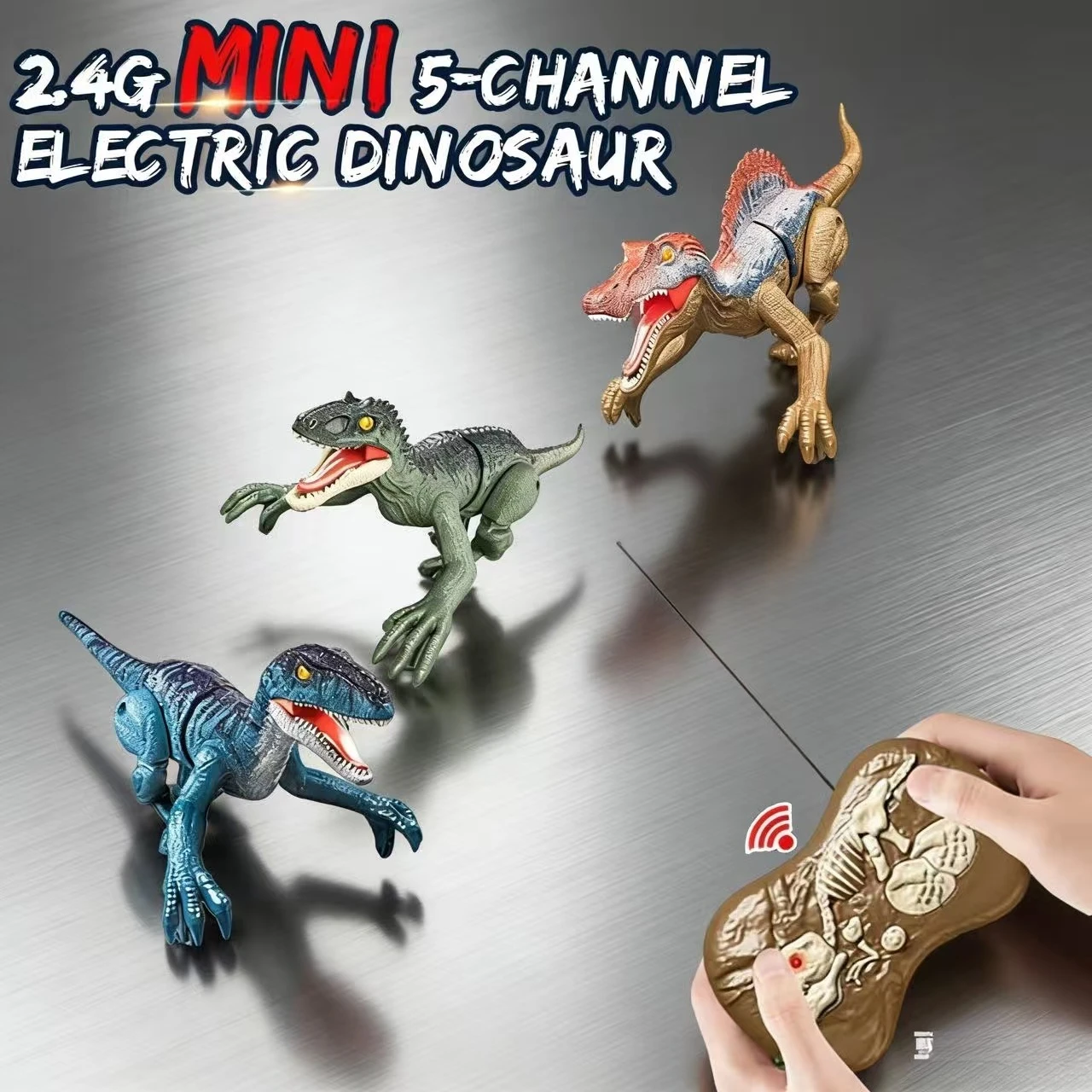 Walking & Roaring Robot dinosaure RC 2,4 GHz, mini jouet sonore et lumineux, cadeau parfait pour l'anniversaire et la Noël des enfants