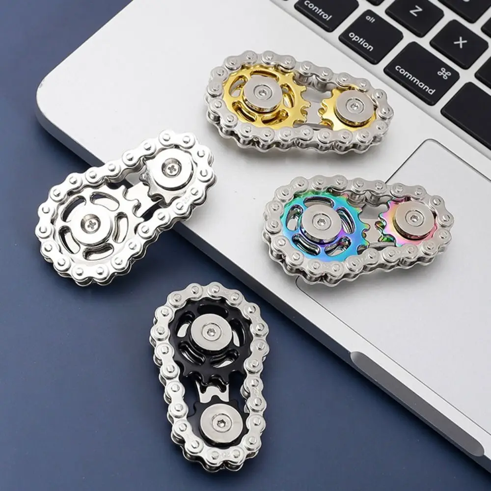 Chaînes engrenage Fidget Spinner toupie pignon du bout des doigts main Spinner chaîne engrenage Gyroscope roue en métal chaîne d'engrenage Gyroscope