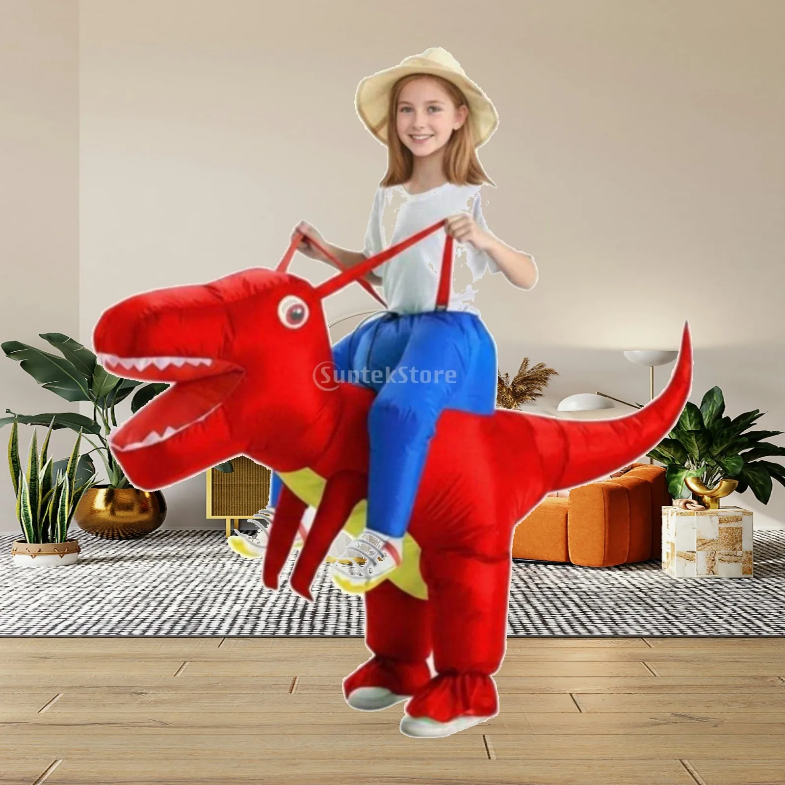 Kids Dinosaur Costume Inflatable Carnival Suit Humorous Cosplay Outfit for Themed Birthday Parties
