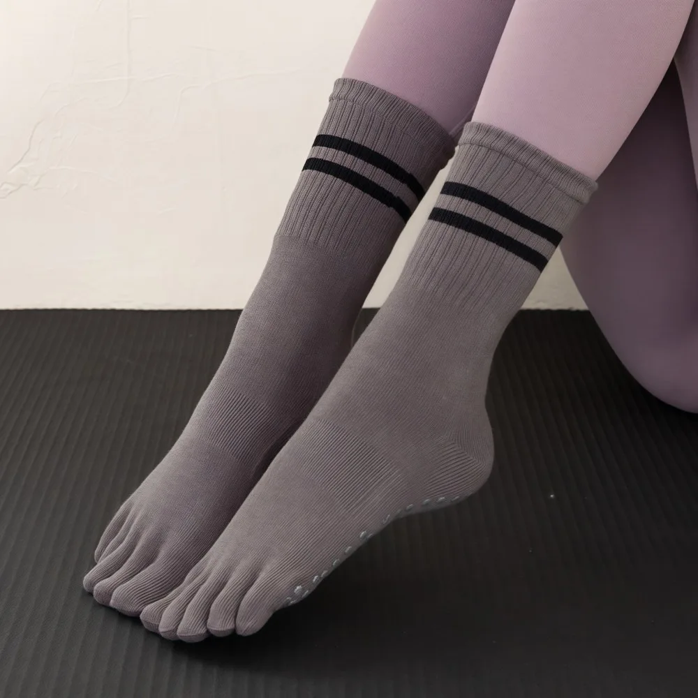 

Mid-tube Five Toe Pilates Socks Breathable Cotton Fitness Yoga Sock Thickened Non-Slip Ballet Dance Sports Socks