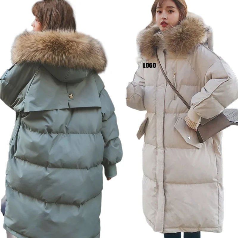 

Custom LOGO women's new winter down cotton-padded clothes medium and long loose cotton-padded jackets thickened bread clothes